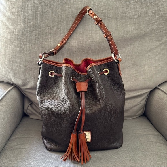 Dooney & Bourke Pebble Grain Aimee Drawstring Bucket Shoulder Bag (Retail $398) - Picture 1 of 15
